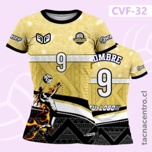 Camiseta de Voley Matadora en Llamas Patrón Tribal amarillo