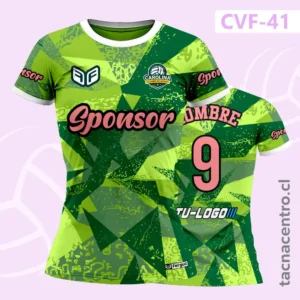 Camiseta de Voley Verde con diseño de pelota y net