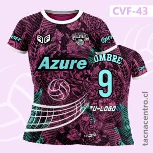 Camisetas de Voleibol Personalizadas 10 Camiseta de Voleibol Rosado y Celeste con diseño floreado