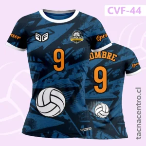 Camisetas de Voleibol Personalizadas 8 Camiseta de Voleibol Azul con lineas geometricas fragmentadas y diseño de pelota