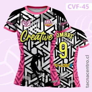 Camisetas de Voleibol Personalizadas 14 Camiseta de Voleibol Blanca con franjas laterales rosadas