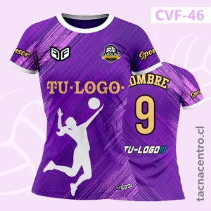 Camiseta de Voleibol Morado con lineas diagonales