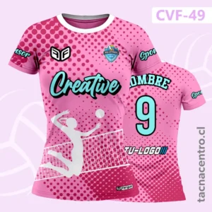 Camiseta de Voleibol Rosada con detalles geometricos