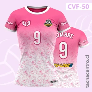 Camiseta de Voleibol Rosada con diseño floral difuminado