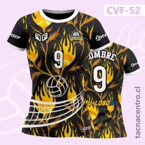 Camiseta de Voleibol negro con patrones floreados
