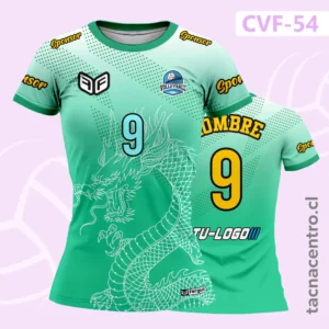Camisetas de Voleibol Personalizadas 22 Camiseta de Voleibol Verde degradado con diseño de dragon frontal