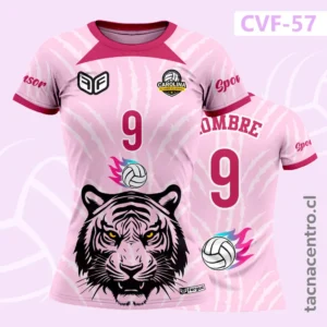 Uniformes de Voleibol rosado con diseño de tigre