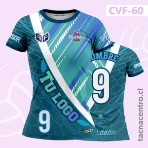 Uniformes de Voleibol celeste con diseños hexagonales y franjas verdes