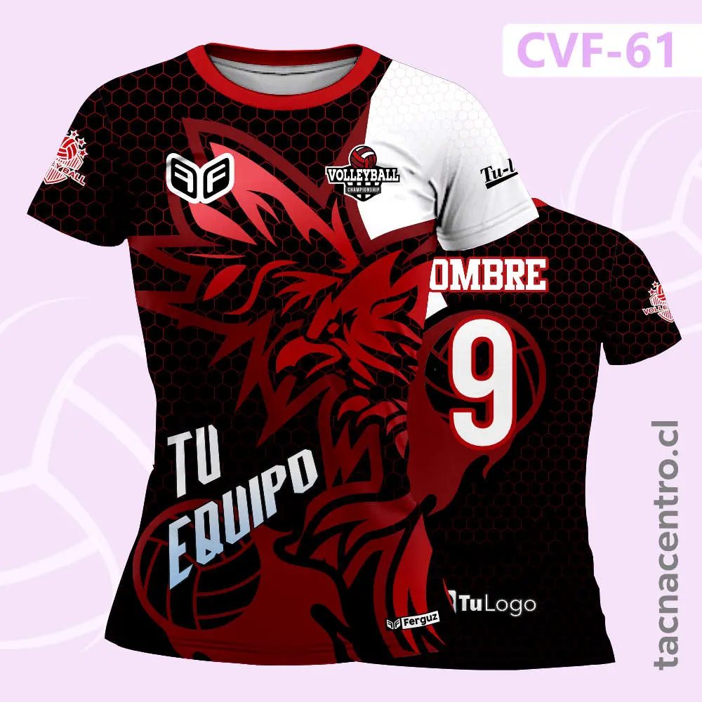 Uniformes de Voleibol Rojo con diseño de aguila frontal