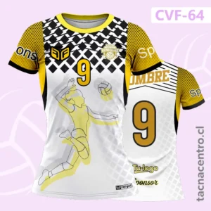 Camisetas de Voleibol Personalizadas 24 Uniformes de Voleibol Blanco y Amarillo con patrones geometricos negros