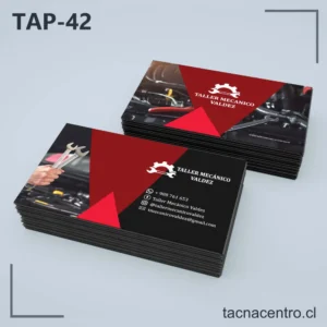 Tarjetas de Presentación Taller Mecánico negro con rojo
