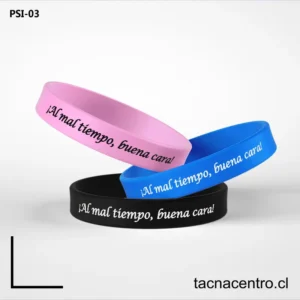 Pulseras de goma con frases CHILE