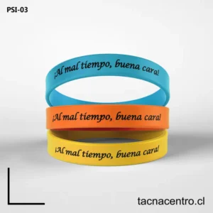 Pulseras de goma con frases CHILE