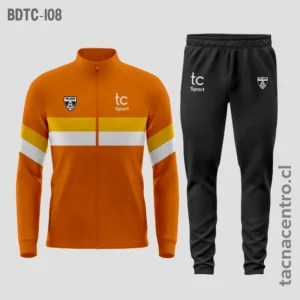 Buzos deportivos naranja con blanco y amarillo