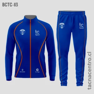 Buzos deportivos azul con lineas naranjas