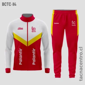 Buzos Deportivos rojo y blanco con Franja celeste