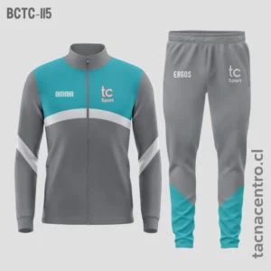 Buzos deportivos Gris con celeste frontal