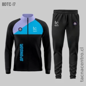 Buzos deportivos negro con celeste y morado