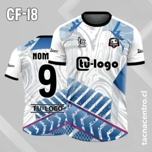 Camisetas de Fútbol Personalizadas: Diseño Gratis 5 Camiseta de futbol blanco con rayones grises y flechas azules