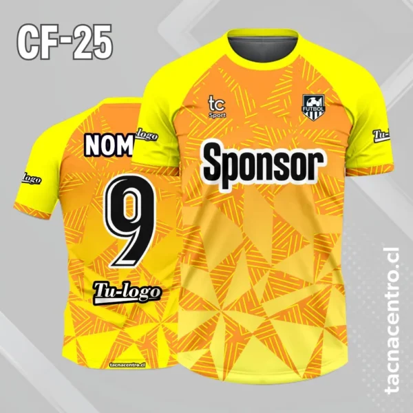 Camiseta de futbol lila con triangulos morados 5 Camiseta de futbol amarilla con triangulos amarillos