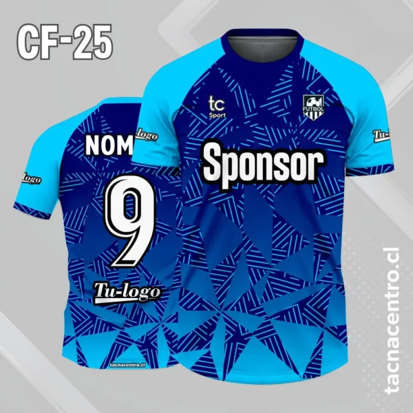 Camiseta de futbol lila con triangulos morados 4 Camiseta de futbol celeste con triangulos azules