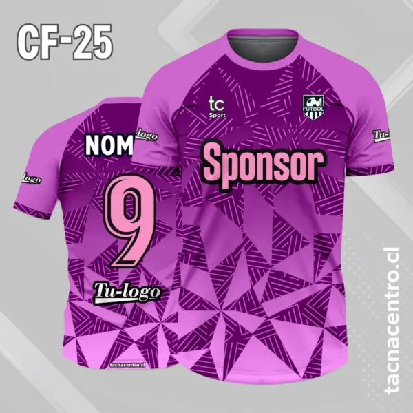 Camiseta de futbol lila con triangulos morados 1 Camiseta de futbol lila con triangulos morados