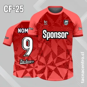 Camiseta de futbol roja con triangulos rojos