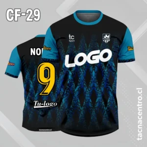 Camisetas de Futbol Negras Personalizadas 8 Camiseta de futbol negro con mangas turquesa