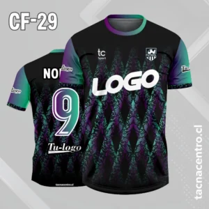 Camiseta de futbol negro con mangas neon