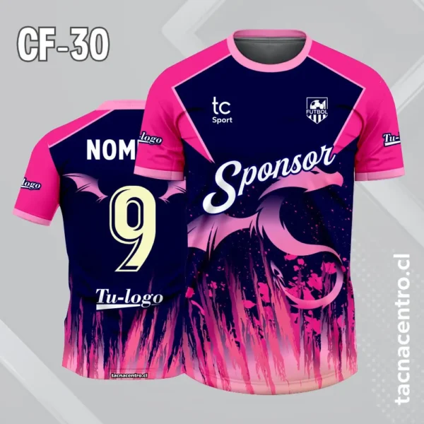Camiseta de Futbol Con Diseño de Dragon 5 Camiseta de futbol dragon rosado con fondo azul noche