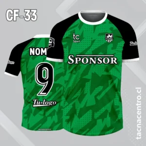 Camiseta de futbol verde con mangas ranglan de color verde oscuro