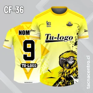 Camiseta de futbol verde blanco con loro amarillo