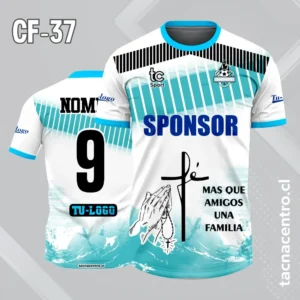 Camiseta de futbol blanco con lineas psicodelicas celeste