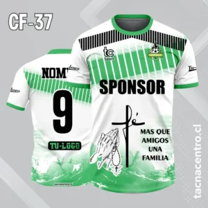 Camiseta de futbol blanco con lineas psicodelicas verde