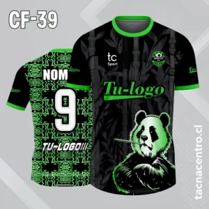 Camisetas de Fútbol Personalizadas: Diseño Gratis 10 Camiseta de futbol negra con panda verde