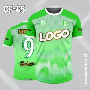 Camiseta de futbol verde con efecto desgaste en la parte baja