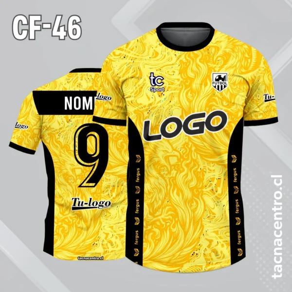 Camiseta de futbol gris con bordes verdes 3 Camiseta de futbol amarillo fuerte con bordes negros