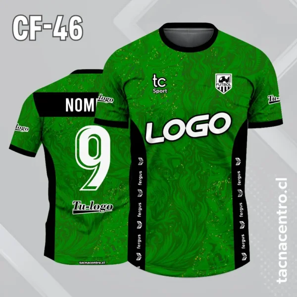 Camiseta de futbol gris con bordes verdes 2 Camiseta de futbol verde con bordes negros