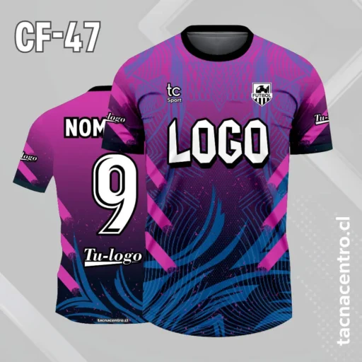 Camiseta de futbol morado con rayas azules