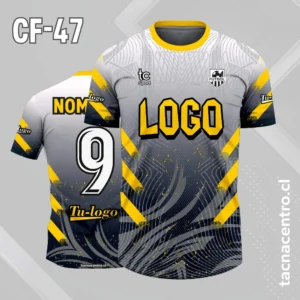 Camiseta de futbol plomo con rayas amarillas