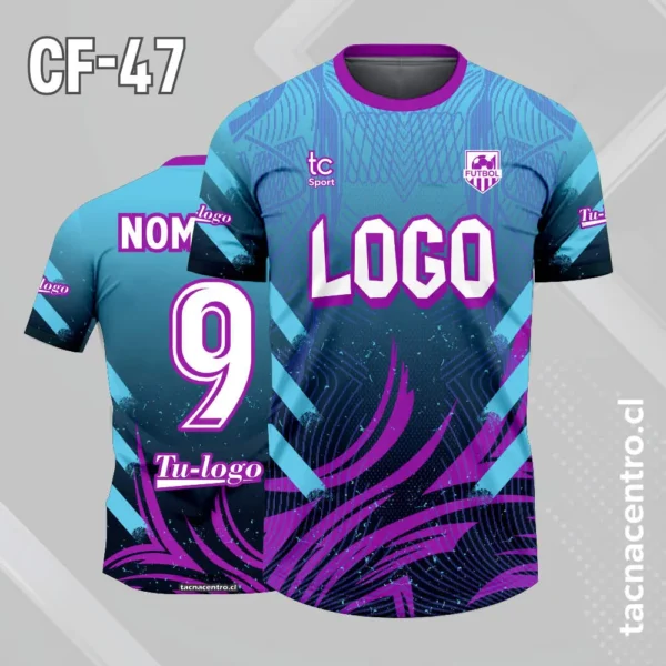 Camiseta de futbol morado con rayas azules 2 Camiseta de futbol azul con rayas moradas