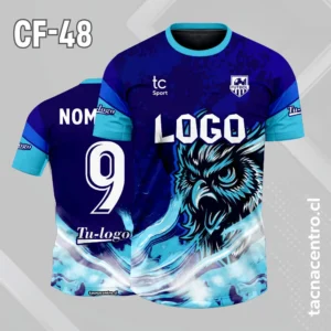 Camisetas de Fútbol Personalizadas: Diseño Gratis 7 Camiseta de futbol búho azul con celeste