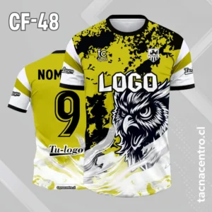 Camiseta de futbol búho amarillo con blanco