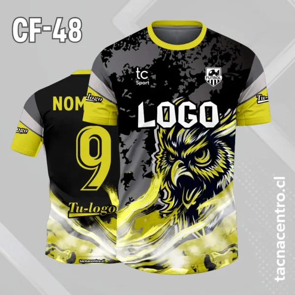 Camiseta de futbol búho azul con celeste 3 Camiseta de futbol búho negro con amarillo
