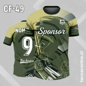 Camiseta de futbol verde militar con hombros beige