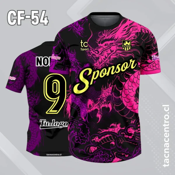 Camiseta de Futbol de Dragon con Garras 4 Camiseta de futbol dragón rosado fondo negro