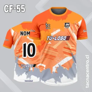Camiseta de futbol picazo naranja y gris en la parte baja