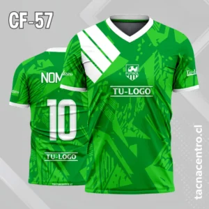 Camiseta de futbol verde con 3 rayas blancas en el hombro