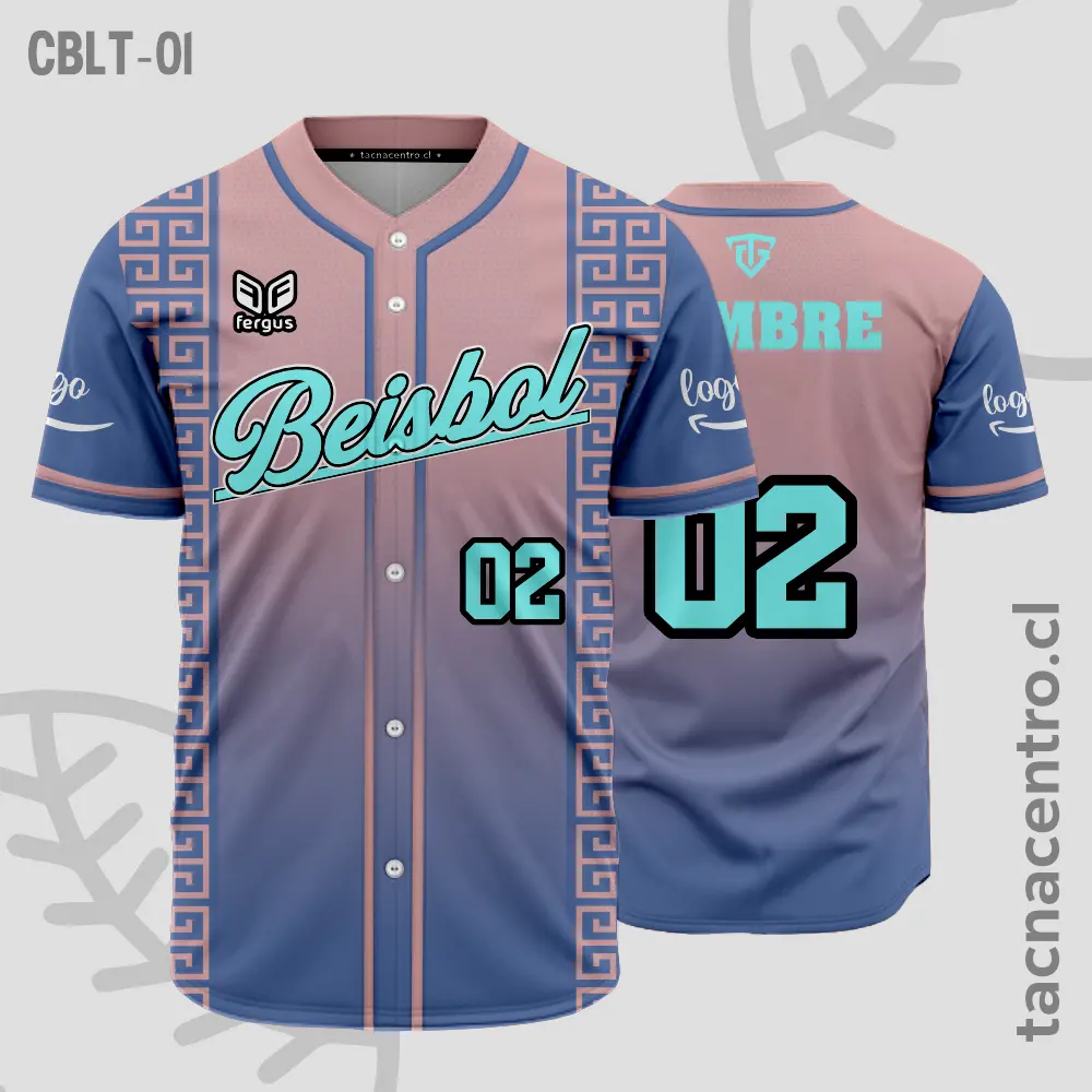 Camisetas de Beisbol Azul con rosado