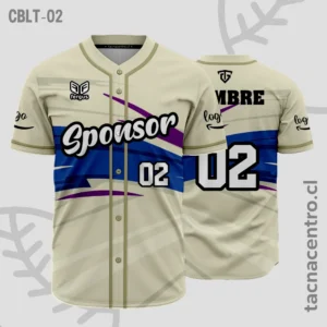 Modelos de Camisetas de Béisbol 18 Camisetas de Beisbol Crema con azul